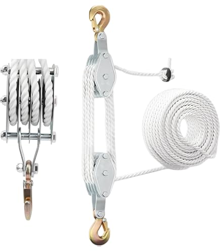 VEVOR Handle Cable 0.75 Ton Load Capacity Hand Winch 30.48 m Polyester Rope Chain Winch 665 x 80 x 200 mm Hand Cable 43 cm Grip Length Cable