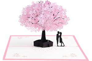 ANEWISH Tarjeta para San Valentín, tarjeta 3D desplegable para cumpleaños, boda, aniversario, compromiso, tarjeta de San Valentín con sobre - Cerezo