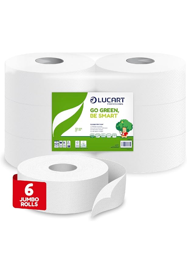 Sicignano Carta Igienica Maxi Jumbo – 6 Rotoli Da 320 M, Doppio Velo In Cellulosa, Goffratura Micro, Per Bagni Pubblici E Hotel