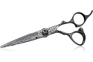 PURPLEBIRD Ciseaux Coiffure Professionnel Ciseaux Coiffure Débutant Ciseaux Cheveux Noir Taille 6 Striping Damas Imprimé pouces ATS314 Acier Inoxydable Japonais pour Coiffeur Etudiant Bébé Femme Homme