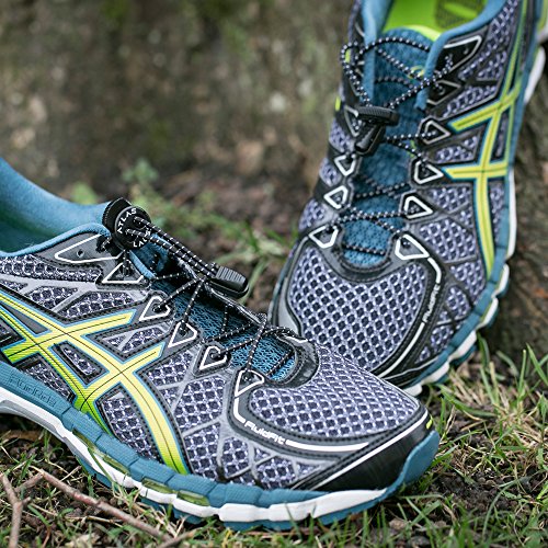 Atlas Laces 3-PACK – Elastische Schnürsenkel m. Schnellschnürsystem – Die perfekten Schuhbänder & Schnellverschluss für Marathon und Triathlon Athleten, Kinder, Senioren, etc. (3 Paar – Schwarz) - 7