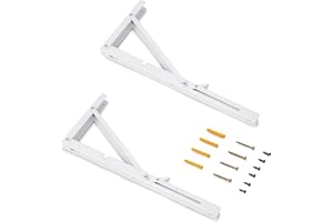 Emuca - Soportes plegables para estante, 403mm, Lote de 2 escuadras abatibles, carga máx. 60kg, Pintado blanco, Acero