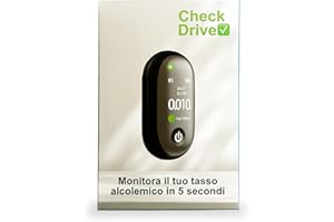 GENERICO CheckDrive Etilometro Portatile Certificato – Alcol Test Digitale ad Alta Precisione, Sensore Evoluto, Risultato in 5 Secondi, USB-C, Avviso Vocale ITA/ENG, Allarme LED, Compatto e Facile da Usare