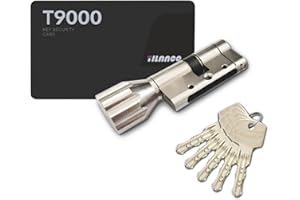 HEXIHER Cilindro de pomo con 5 llaves 30/30mm, Euro Cobre Cilindro Cerradura Cerradura de seguridad con barra de acero antirrotura y tuerca antirrobo para puerta exterior antirrobo, puerta interior