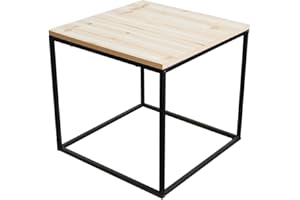 ‎SPETEBO Spetebo Metall Beistelltisch mit Holz Tischplatte - 39x39x36 cm - Couchtisch Sofatisch Tisch