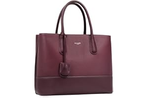 David Jones - Damen Große Handtasche Henkeltasche - Tote Shopper Bag PU Echtes Leder Stil - Multi Pocket Top Griff Taschen - Schultertasche Umhängetasche Arbeit Schule - Bordeaux Rot