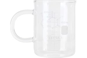HAOFY Becherglas, Koffein-Molekül-Becher, 16oz Borosilikatglas Chemiebecher mit Griff und Maß, Ideal für Kaffee Latte Tee