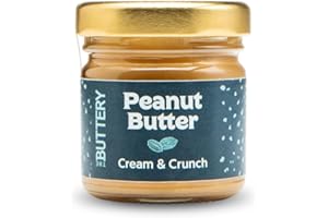 THE BUTTERY Peanut Butter Cream & Crunch 40G Crema de Cacahuete Crujiente,100% Cacahuete Alto Oleico Saludable, Sin Aceite de Palma ni Azúcares Añadidos ni Gluten, Fuente de Proteína, Apto Veganos