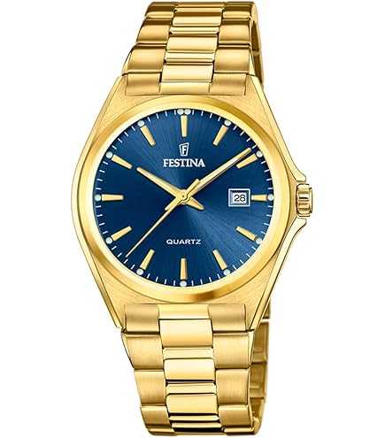 Festina Cronografo Uomo F20705/2 Timeless – Cassa Acciaio 316L Oro E Quadrante Beige, Cinturino Bicolore