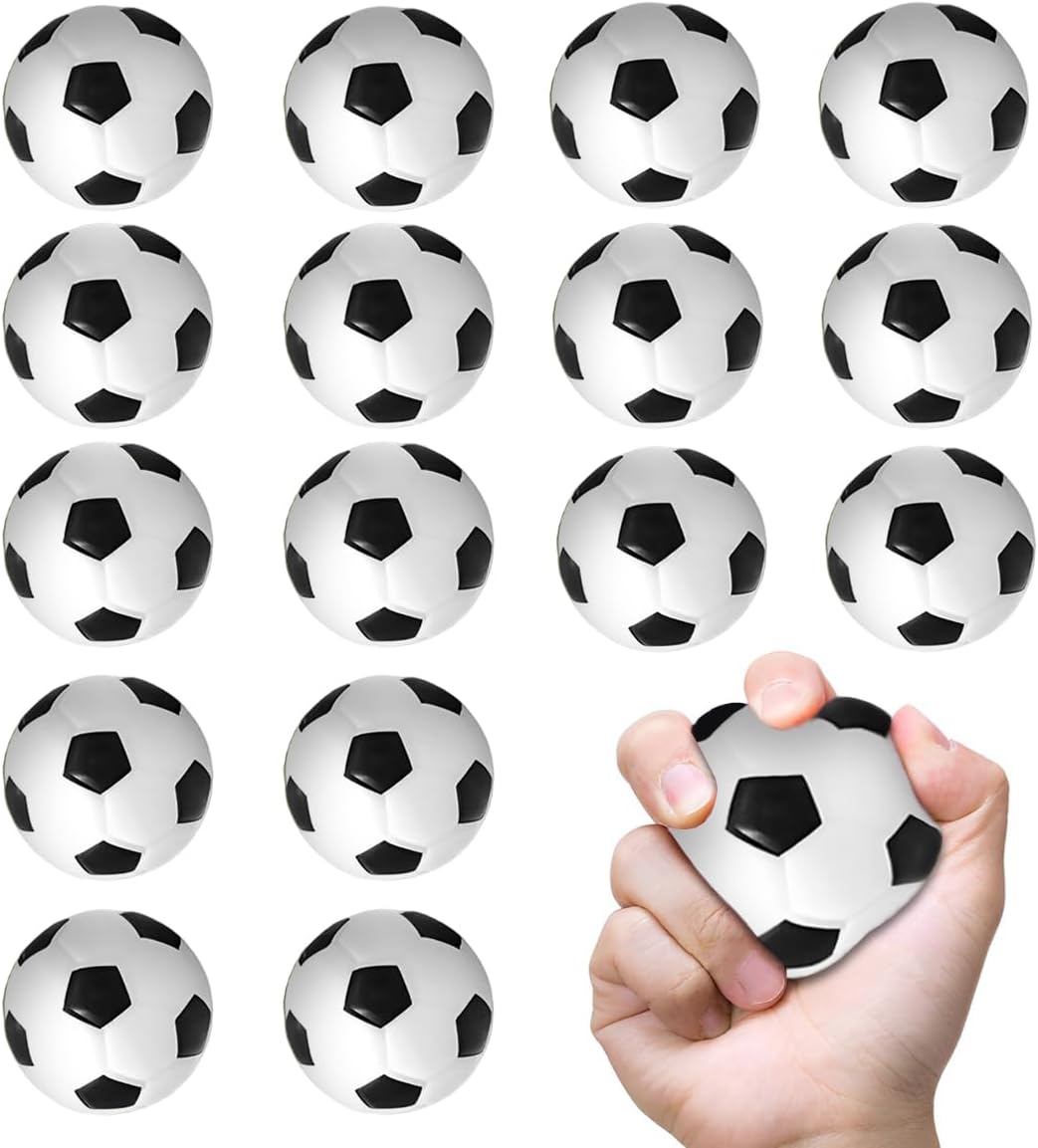 16 Piezas Mini Fútbol, Pelota Antiestrés Fútbol, Balones de Fútbol Pequeños, Pelota Antiestrés Squishy Deformable, Balones de Futbol Espuma, Juguetes Antiestrés para Niños y Adultos