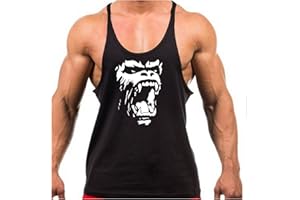 Crown Designs Gorilla Roar Bodybuilding Weight-training Sports Stringer Vest Top with Y Back Racerback Fit for Men & Teens