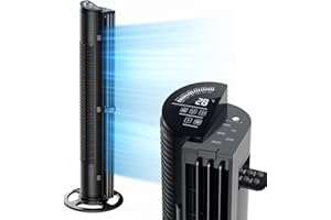 U ULTTY Ultty Ventilatore a Torre Silenzioso, Potente Ventilatore con Telecomando, 10 m/s Altezza 102 cm, 3 Modalità 6 Velocità, Timer da 15 ore Ventilatore a Piantana per Camera da Letto