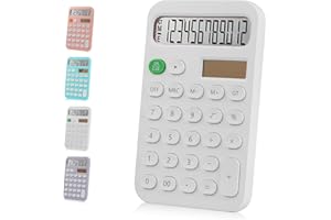 Bimormat Desktop Calculator,Dual Power Battery and Solar Candy-Colored Calculator,Colorful Desk Calculator with 12 Digit Large LCD Display for Office,School,Home & Business(UK-SCA-White)