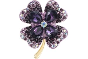 Wekuw Broche de Trébol de Cuatro Hojas, Broche de Diamantes de Imitación Broche de Cristal Broche, Vintage Broche de Aleación Broches para Mujeres, Niñas, Bodas, Fiestas, Accesorios