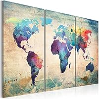 Bilder 120x80 cm - XXL Format - Fertig Aufgespannt - TOP - Vlies Leinwand - 3 Teilig - Wand Bild - Kunstdruck - Wandbild - Weltkarte 020113-47 120x80 cm