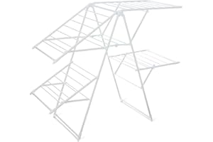 Amazon Basics Séchoir à Linge en métal à Quatre Ailes, Pliable, 155 x 60 x 126 cm, Blanc