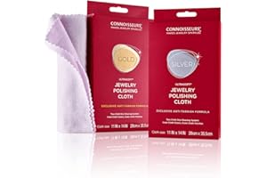 Connoisseurs Kit de Nettoyage Bijoux Chiffon Nettoyant - Coton - pour Or et Argent - Avec Formule Sèche et Anti-Ternissement - Violet - Non Toxique