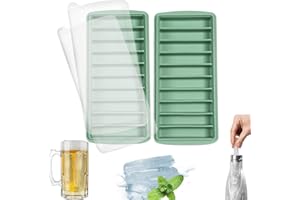 LessMo vaschetta del Ghiaccio, Silicone, con Coperchio, Ideale per Lo Sport e Bottiglie d'Acqua, 10 cavità (Set di 2, Verde)
