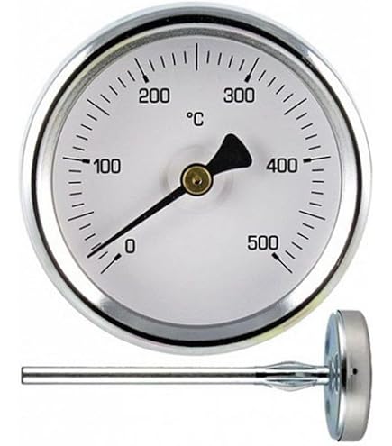 Termometro Forno A Legna E Barbecue - Sonda 20cm, Range 0-500&deg;C, Cassa Acciaio Zincato