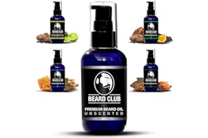 BEARD CLUB Huile de Barbe de Qualité Supérieure - Non Parfumé 100ml - Soin Revitalisant pour la Barbe 100% Naturel, Pour une Barbe Toute Douce sans Pellicules ni Démangeaisons, et Pousse plus Rapid