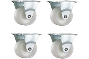 Qty. 4 x 50mm Nylon Fixed Castors - Furniture, Appliance & Equipment Small Wheels by Bulldog Castors - Max 110Kg Per Set