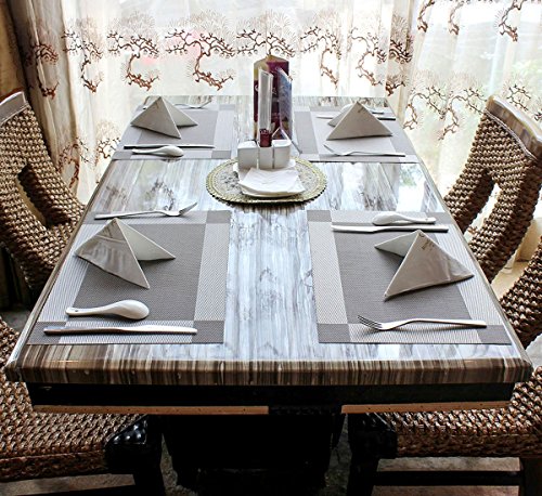 ISIYINER 6er-Set hochwertige Tischsets / Platzset braun 30×45 cm, gewebt aus PVC und Polyester, in verschiedenen Farben erhältlich - 2