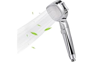 Minicoco Shower Head High Pressure Shower Heads with Shower Filter Core, 4 Spray Modes and Pause Switch Design for Power Shower Head to Increase Water Pressure (Shower Head Without Hose) (Chrome)