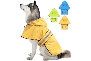 Weesiber Dog Raincoat - Adjustable Waterproof Dog Coat with Reflective Strip, Lightweight Dog Rain Jacket for Small to X-Large Dogs (X-Large, Yellow)