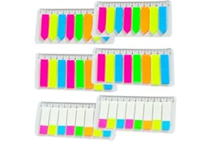 WYAN Livst 6 paquets d'étiquettes d'index au néon, 3 styles de repères adhésifs rectangulaires et fléchés, des repères en pâte brillante, utilisés pour les étiquettes de cahiers