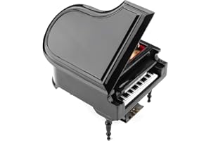 HERCHR Modelo de piano en miniatura, modelo de mini piano de madera con banco y estuche negro Regalo musical para Navidad, cumpleaños, día de San Valentín