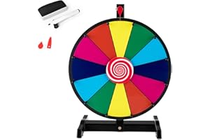 SOARS Ruota della Fortuna 15'', 12 Shot, da Tavolo e Terra, con Pennarello e Cancellino Riutilizzabile, Base Stabile, per Feste, Carnevale e Ferie (Ø38 cm, 49 cm H)