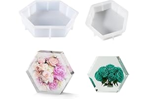 Cayway Large Silicone Moulds, Epoxy Resin, 2 Sizes, Hexagon Flower Resin Moulds, Hexagon Resin Moulds for Flower Preservation, DIY Wedding Gift, Home Decor