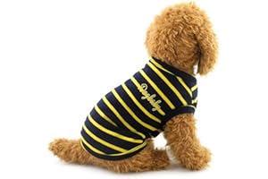 ZUNEA Maglietta Estiva per Cane Piccola Taglia Vestiti a Righe in Morbido Cotone Canotta di Base per Gatto Cucciolo Chihuahua Gilet Traspirante per Cani Felpe per Animali Domestici Giallo XL