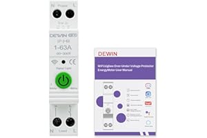 DEWIN Disyuntor Inteligente Wifi,1P 63A 230VAC Interruptor Inteligente Wifi Disyuntor Tuya Smart Switch Puedes ver la cantidad de energía etc.