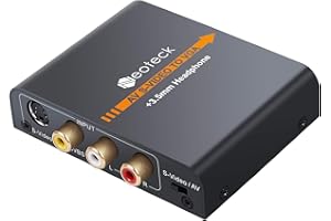 Neoteck AV S-Video to VGA Converter 3 RCA AV CVBS Composite S-Video to VGA Adapter Upscaler 720P/1080P with 3.5mm Jack Audio for NES SNES N64 Sega Genesis PS2 PS3 VCR PC