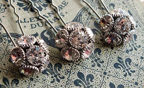 crystal cluster rhinestone and hairpins, rhinestone wedding accessory, diamante hair pins