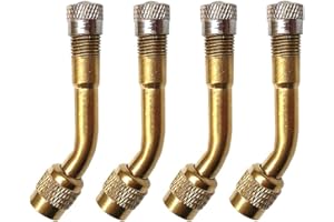 QitinDasen 4Pcs Professionnel Adaptateur d'Extension de Valve de Pneu, Extension de Tige de Valve de Pneu de 135 Degrés, Prolongateur Coude pour Valve de Pneu, pour Voiture Camion Moto Vélo (Doré)