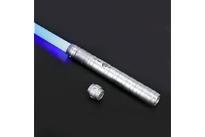 S OUJCEN Lightsaber Fx Dueling Force 15 RGB Colors Type-C Metal Hilt Rechargeable 4 Modes Force Fx Dueling Light Saber Lightsaber Gifts for Boyfriend Girlfriend and Adults (Silver 1pc)
