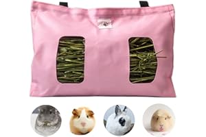 GENERIC Borsa per Fieno,Borsa Per Mangiatoia Per Fieno di Coniglio,Mangiatoia per Cavie,Borsa per Fieno per Animali per Coniglio/Cavie/Criceti/Cincillà Essenziali Animali Domestici(2 Aperture) (Rosa)