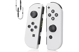 LuckyMoon Switch Controller, Replacement Joy Con for Nintendo Switch/Lite/OLED, Wireless Controllers with Motion Control/Dual Vibration/Wake-Up/Screenshot, with a Pair of Wrist Straps -White