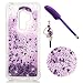 Produktbild S9 Plus Hülle,Transparent Glitzer Handyhülle,Sequins Sparkle Flüssig Liquid Crystal Shiny Case Tasche Schutzhülle für Samsung Galaxy S9 Plus in Helle Farbe Deep Purple Liebe + Stylus Pen + Anti Dust Plug