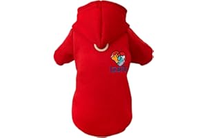 Izefia Hund Hoodie Hund Hoodies Kleidung Fleece Hund Pullover Winter Sweatshirt Warme Baumwollschleife Basic Hund Hoodie für Kleine Hund Welpen Katze Rot XS