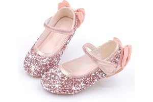 Monissy Fille Enfant Princesse Chaussures à Talons Plats Noeud à Deux Boucles Sandale Paillette Solide Scratch Brillant Crystal Confortable Vair Déguisement Noël Mariage