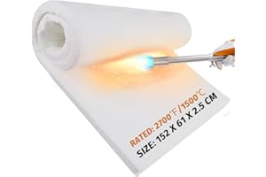 lormuzi Insulation Blanket, 1500℃/2700℉(152 X 61 X 2.5 cm), Ceramic Fiber Insulation Blanket, Fireproof Insulation for Dishwasher, Kilns, Forges, Boiler, Pizza Ovens and Forge