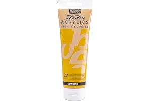 PEBEO Pébéo - Studio Acrylics Fine Acrylic - Vernice acrilica Giallo - Giallo di cadmio Medio Imitazione, 250 ml