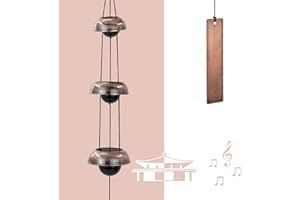 Astarin Campane a vento per giardino, campane a vento in rame rosso con 3 campane, campane a vento per esterni, campanelli a vento Feng Shui, campanelli da giardino all'aperto per patio, portico e