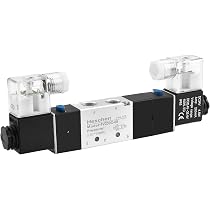 Heschen Elettrovalvola Pneumatica 4V230C-08 24VDC PT1/4 5 Vie 3 Posizioni Doppia Bobina Pilotata Elettrico Chiuso Tipo CE Con Raccordi E Silenziatore - 5