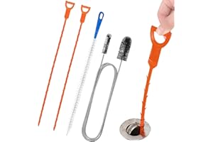 TIAMORPH 4Pcs Drain Unblocker Tools,155 cm Double-ended Drain Pipe Cleaner Brush, 45 cm Sink Unblocker Brush, 50 cm Hair Clog Remover, Sink Unblocker Brush for Kitchen Bathroom Shower Plug Hole(As Show)