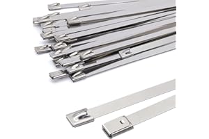 MGCTOLBOX Fascette Metalliche Lunghe 400 x 7.9 mm, Argento Fascette Acciaio Inox Autobloccanti - Resistenza Alla Tensione 120kg Per Recinzione 30 Pezzi