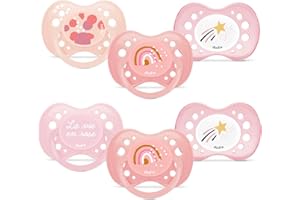 DODIE Lot de 6 Sucettes Anatomiques ESSENTIEL JOUR/NUIT +18 mois ROSE